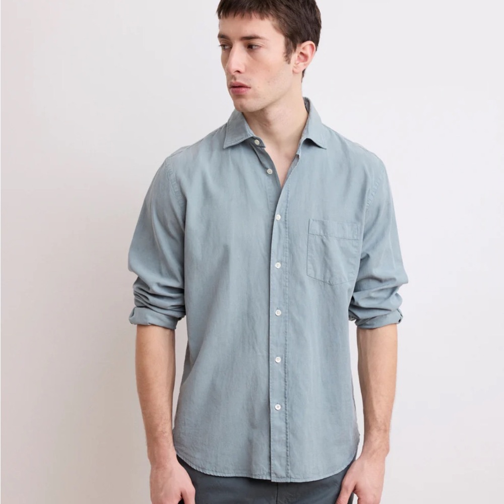 Hartford Men's Slate Blue Button Down Shirt